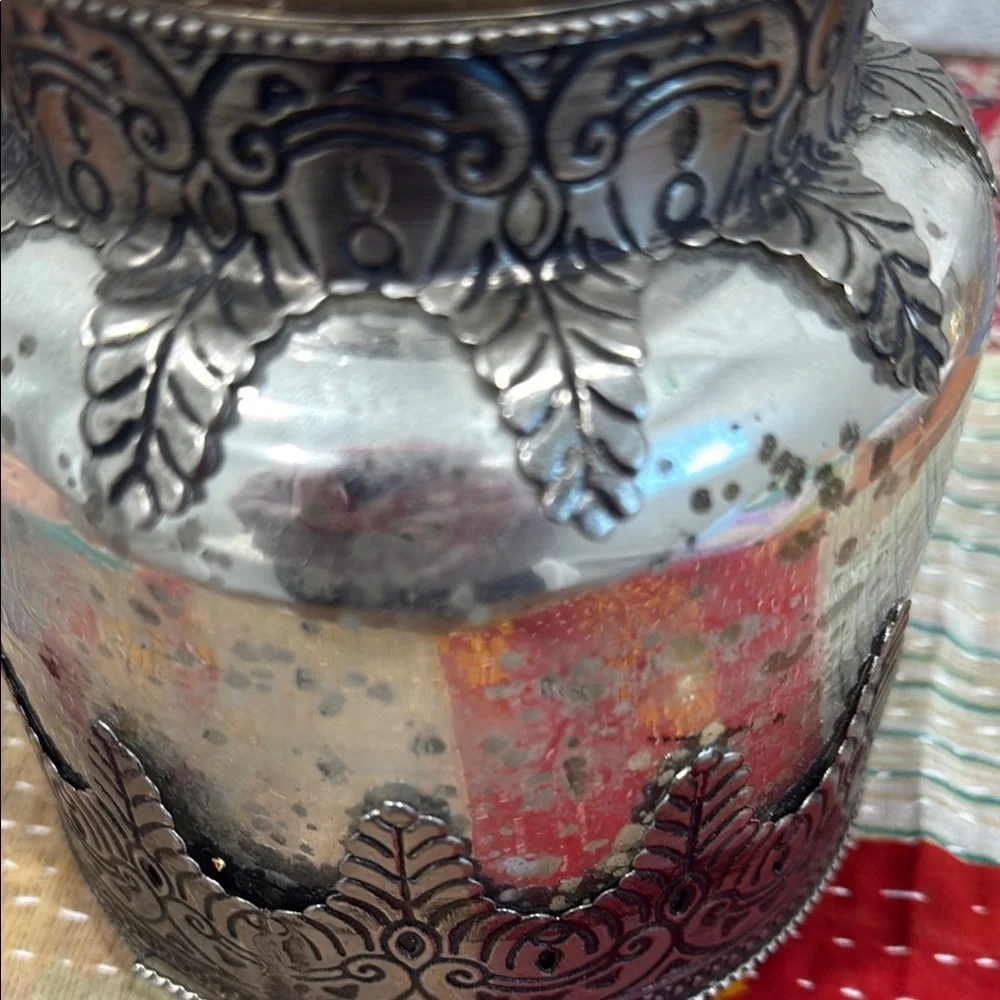 Pottery Barn Madeline Filigree Mercury Glass Vase